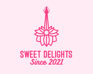 Pink Floral Guitar logo design