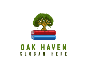 Learning Book Oak Tree logo design