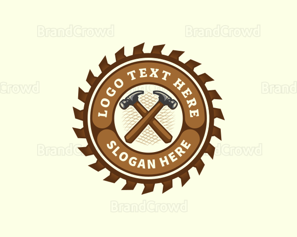 Saw Hammer Woodwork Logo