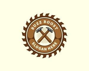 Saw Hammer Woodwork logo design