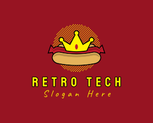 Retro Hot Dog Crown logo design