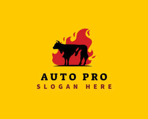 Roast - BBQ Steak Flame logo design