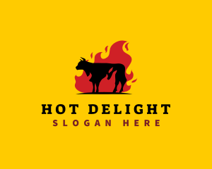 BBQ Steak Flame logo design