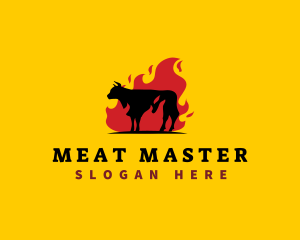 BBQ Steak Flame logo design