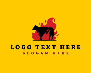 Hot - BBQ Steak Flame logo design