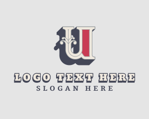 Western - Antique Fancy Decor Letter U logo design