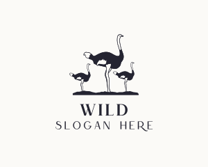 Wild Ostrich Bird logo design