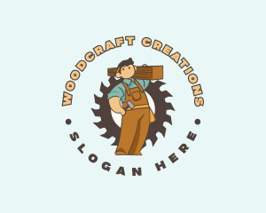 Cartoon Wood Carpenter logo design