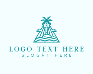 Aquatic - Tropical Island Palm Tree logo design