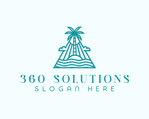 Tropical Island Palm Tree logo design