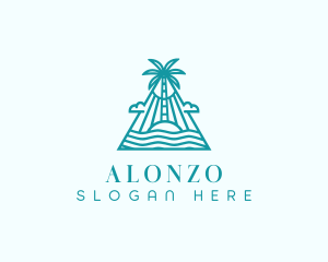 Tropical Island Palm Tree logo design