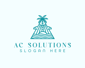 Tropical Island Palm Tree logo design