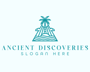 Tropical Island Palm Tree logo design