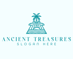 Tropical Island Palm Tree logo design