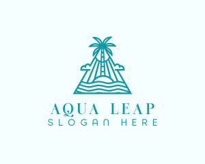 Tropical Island Palm Tree logo design