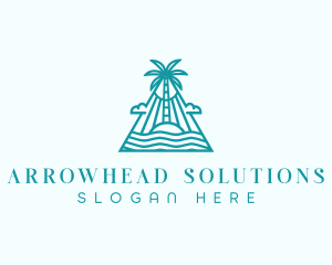 Tropical Island Palm Tree logo design