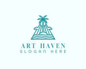 Tropical Island Palm Tree logo design