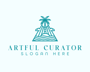 Tropical Island Palm Tree logo design