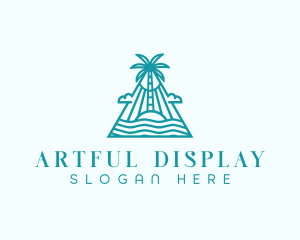 Tropical Island Palm Tree logo design