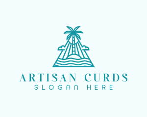 Tropical Island Palm Tree logo design