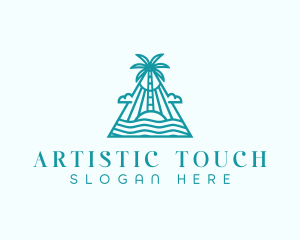 Tropical Island Palm Tree logo design