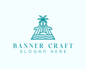 Tropical Island Palm Tree logo design