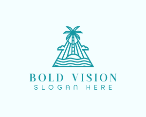 Tropical Island Palm Tree logo design