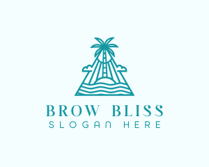 Tropical Island Palm Tree logo design