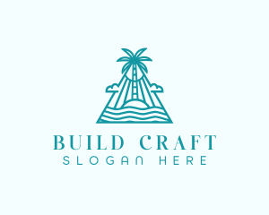 Tropical Island Palm Tree logo design