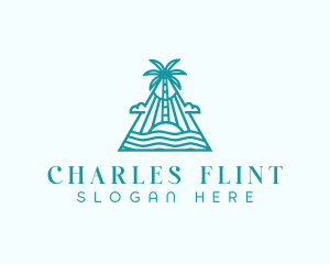 Tropical Island Palm Tree logo design