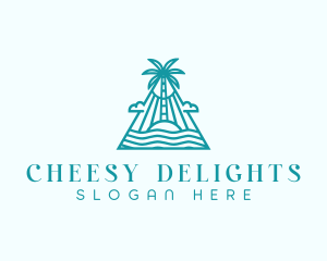 Tropical Island Palm Tree logo design