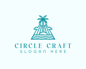 Tropical Island Palm Tree logo design