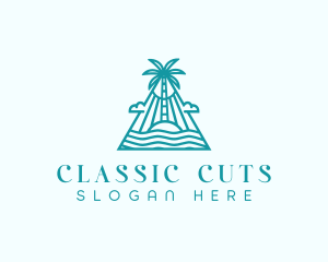 Tropical Island Palm Tree logo design