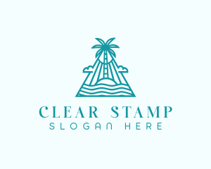 Tropical Island Palm Tree logo design