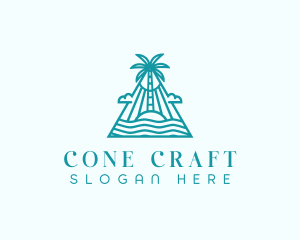 Tropical Island Palm Tree logo design