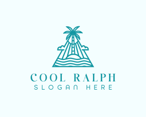 Tropical Island Palm Tree logo design