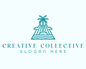 Tropical Island Palm Tree logo design