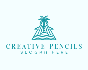 Tropical Island Palm Tree logo design