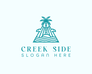 Tropical Island Palm Tree logo design