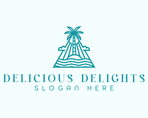 Tropical Island Palm Tree logo design