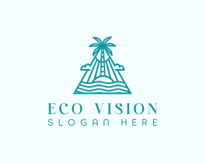 Tropical Island Palm Tree logo design