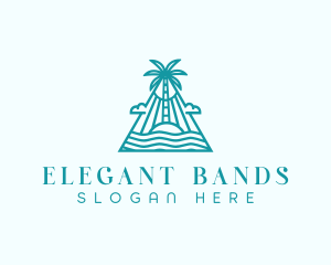 Tropical Island Palm Tree logo design