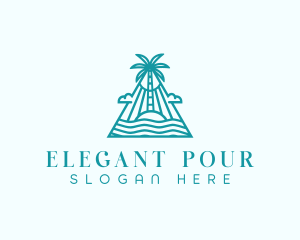 Tropical Island Palm Tree logo design