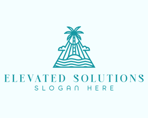 Tropical Island Palm Tree logo design