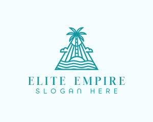 Tropical Island Palm Tree logo design