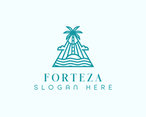 Tropical Island Palm Tree logo design