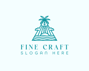 Tropical Island Palm Tree logo design