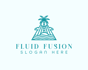 Tropical Island Palm Tree logo design