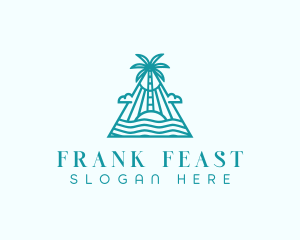 Tropical Island Palm Tree logo design