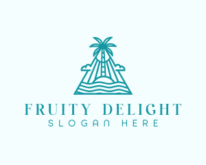 Tropical Island Palm Tree logo design